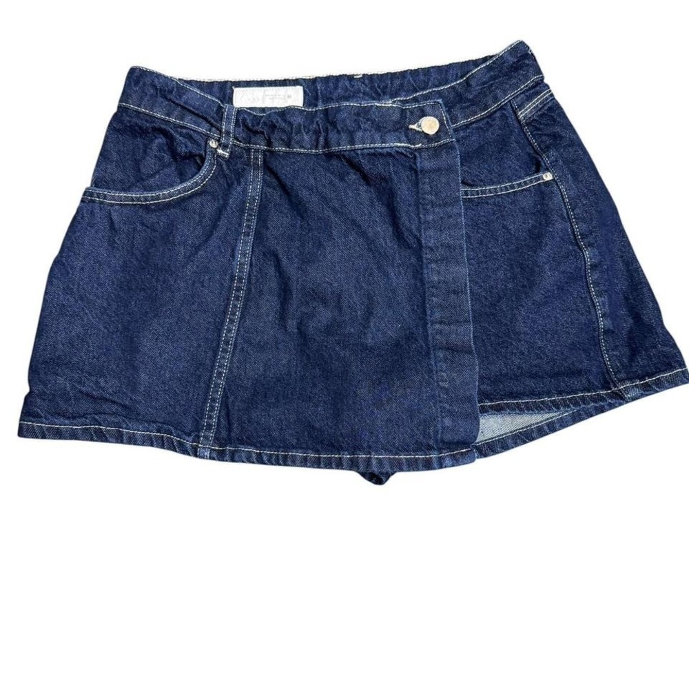 Zara: Dark blue denim mini skort with pockets